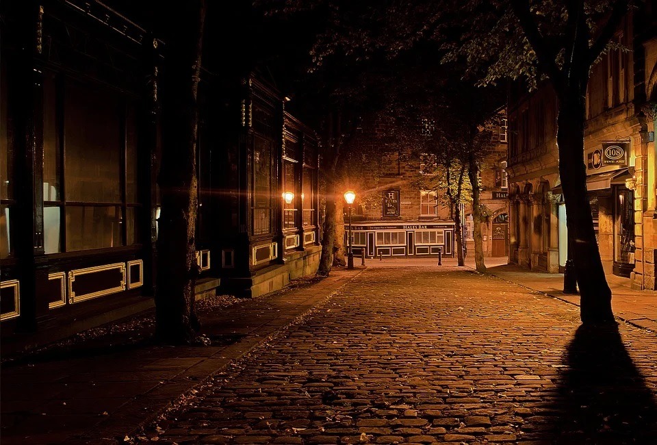 A street captured by the camera at night